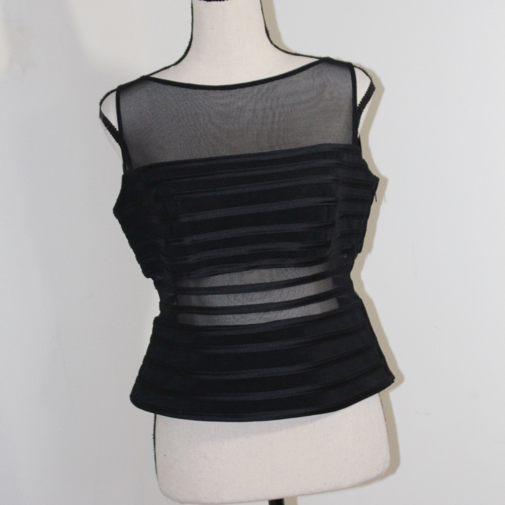 JS Collections, Semi Sheer Formal  sleeveless top